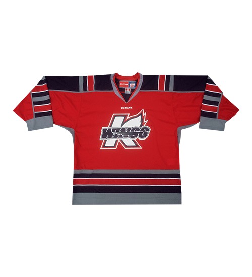 Custom ECHL Kalamazoo Wings 26 Tyler Biggs Hockey Jersey Red